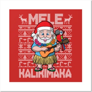 Mele Kalikimaka Hawiian Christmas Santa Posters and Art